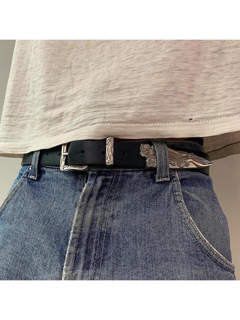 Mermaid angel black and silver belt. Very cool unique belt. Y2k style. 40
